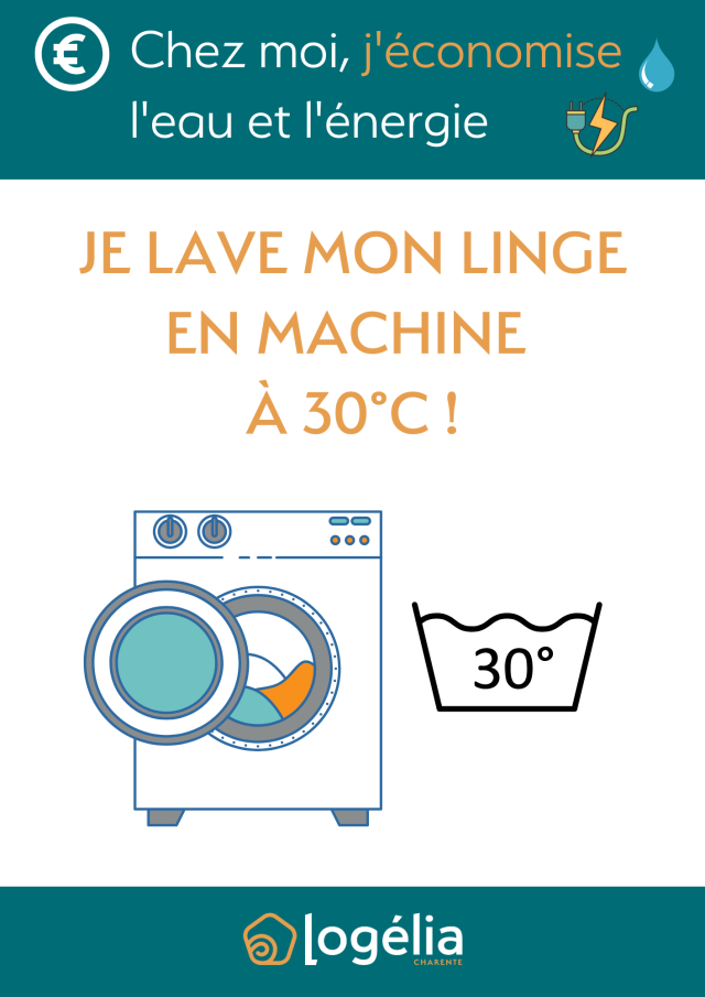 Affiche je lave mon linge à 30°C